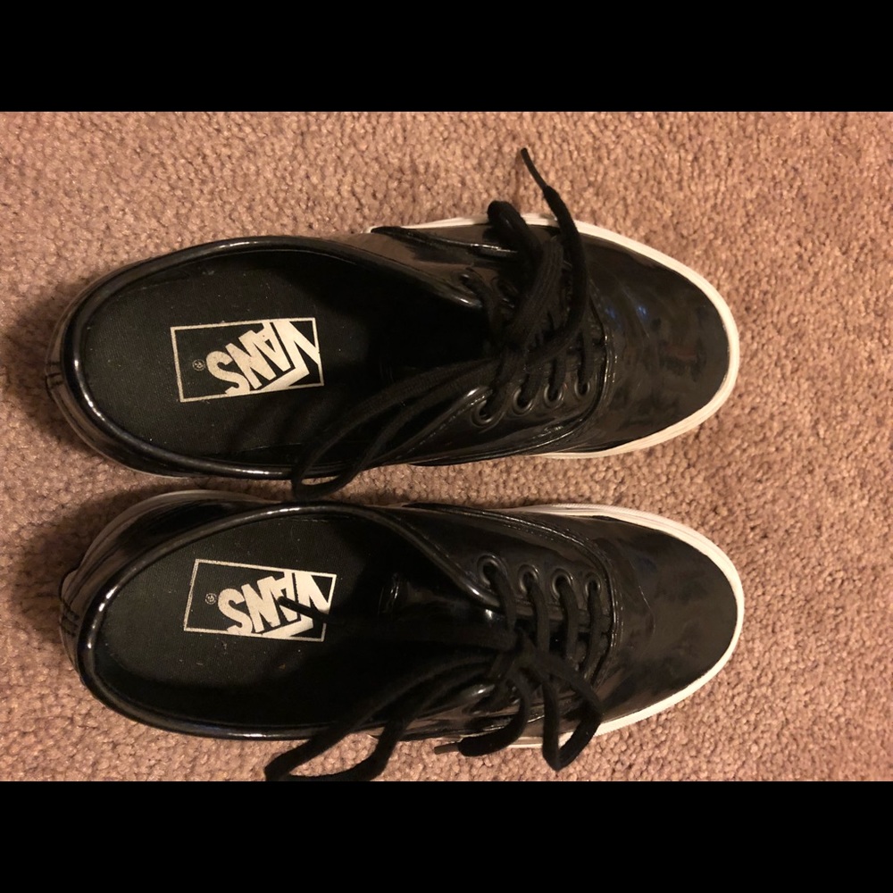 Holographic iridescent black vans